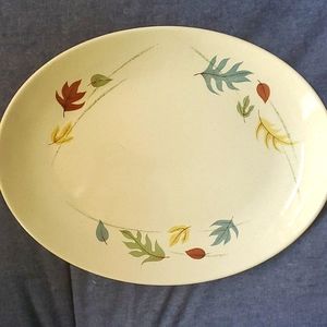 Franciscan Autumn large 14" Platter vintage MCM Modern 1960's Leaves plate retro